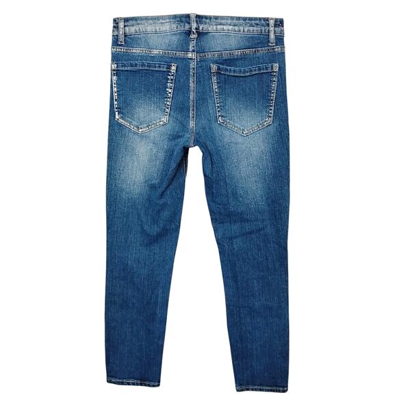 Almost Famous Distressed Skinny Jeans Size 5 Blue Stretchy 5 Pockets - Picture 3 of 6